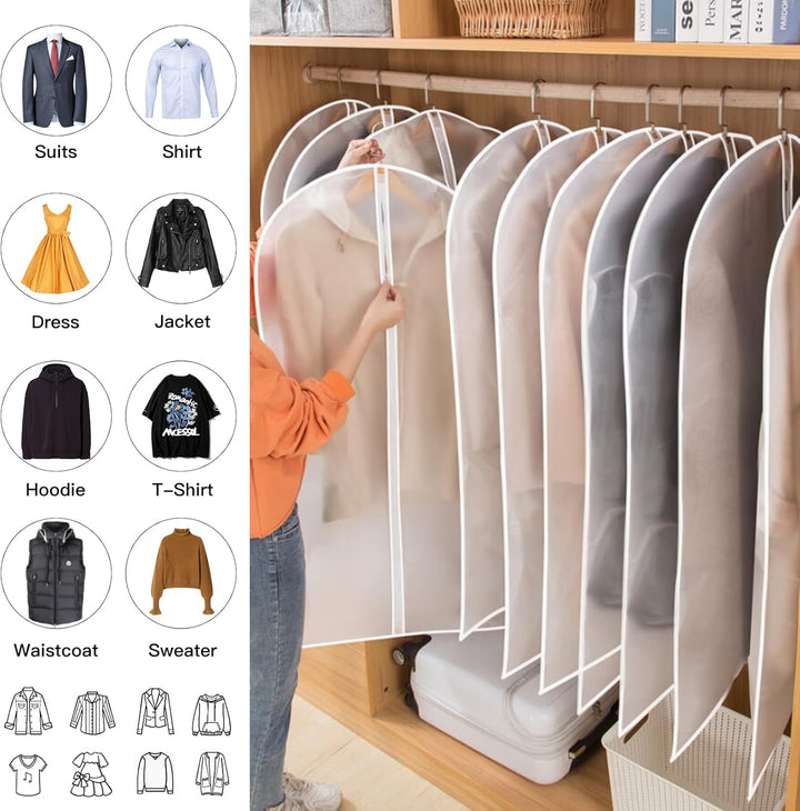 Practical 24-pack PEVA wardrobe bags for effective dust and wrinkle protection
