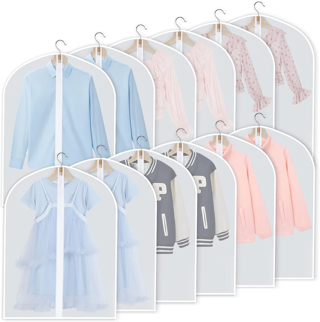 Versatile 24-pack hanging garment covers, suitable for suits, dresses, coats