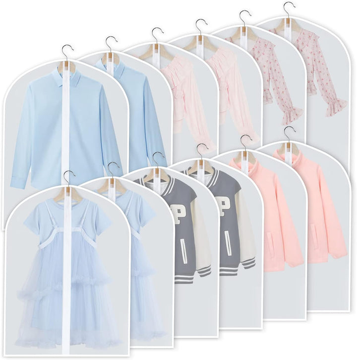 Versatile 24-pack hanging garment covers, suitable for suits, dresses, coats