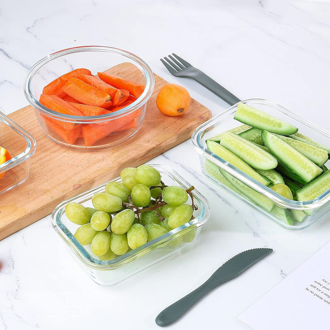 24-piece airtight glass food storage set for meal prep & kitchen organization