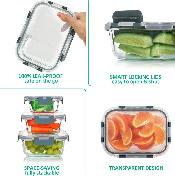 Versatile 24-piece glass food prep set, oven, microwave & freezer safe