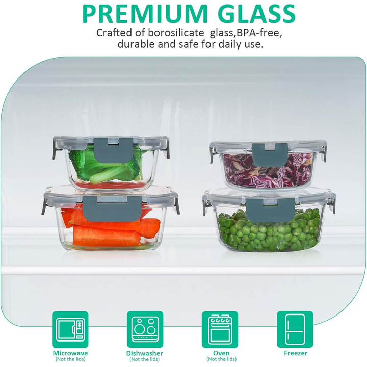 Airtight glass food storage, 24 pieces, perfect for organizing your kitchen