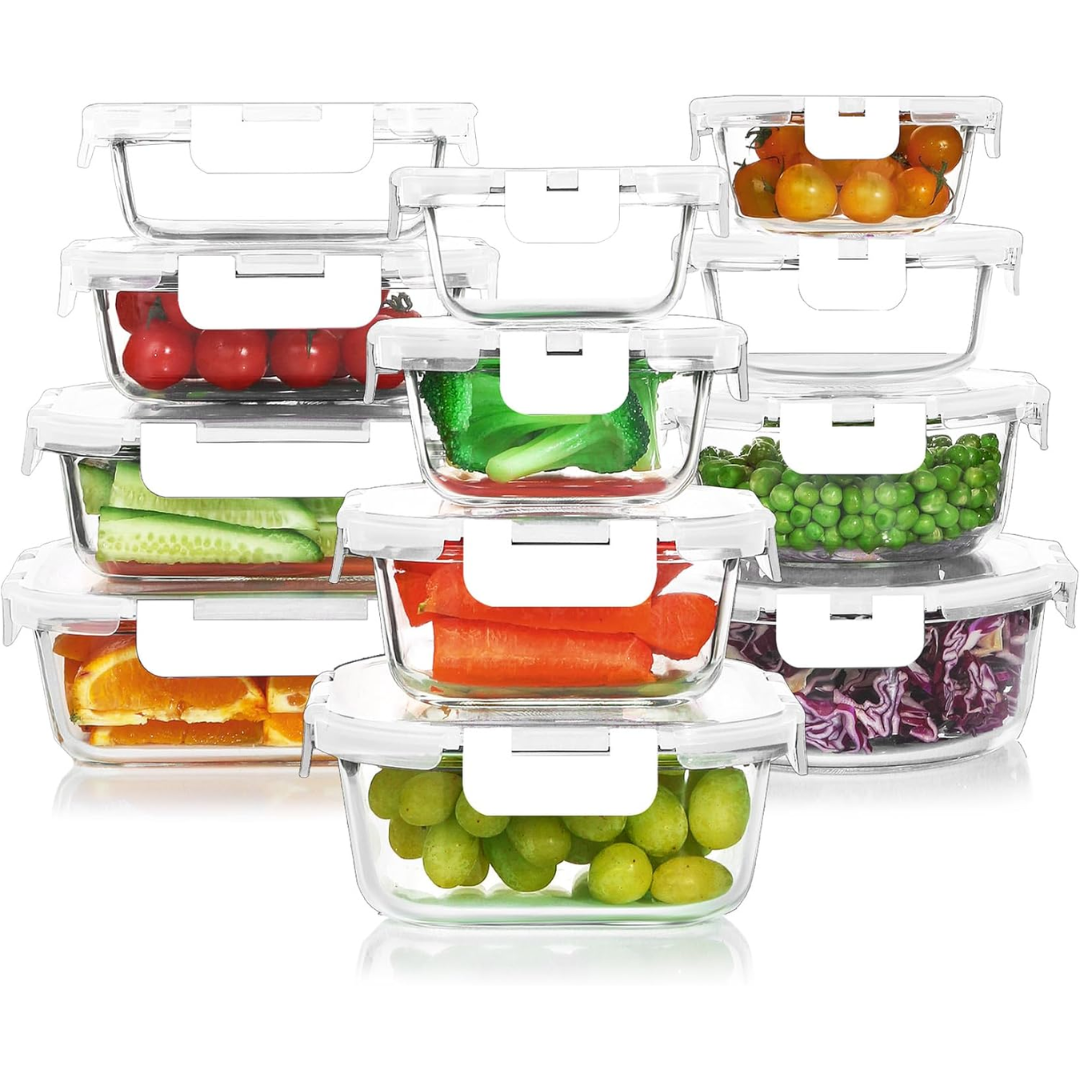 Healthy BPA-free 24-piece glass food storage for your kitchen needs
