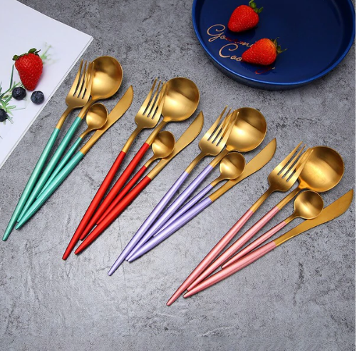 24-piece luxury stainless steel cutlery set for elegant dining.