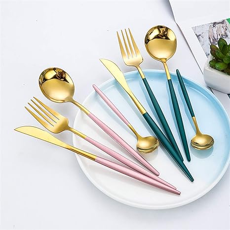 Sleek 24-piece black silverware for contemporary kitchen.
