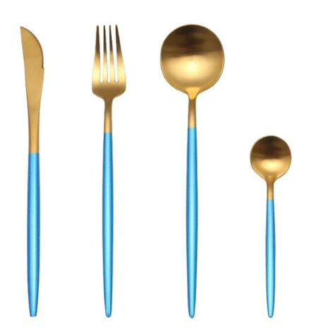 Exquisite 24-piece gold finish flatware for luxurious meals.