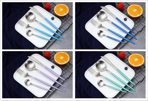 Elegant 24-piece black stainless steel flatware for modern tables.