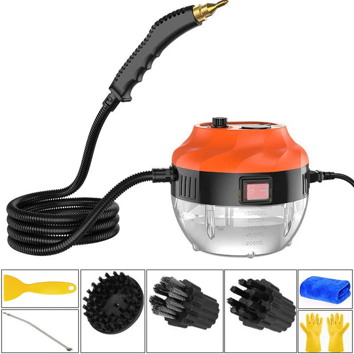 Deep clean your home & car with the 2800W high-pressure steam cleaner, removing dirt and grime easily.