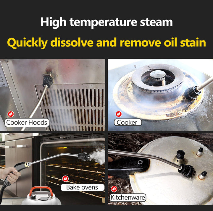 Portable 2800W high-pressure steam cleaner for effective home cleaning, car detailing & auto sanitizing.