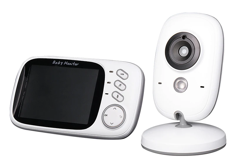 3.5-inch video baby monitor with night vision and two-way audio, showing clear display.