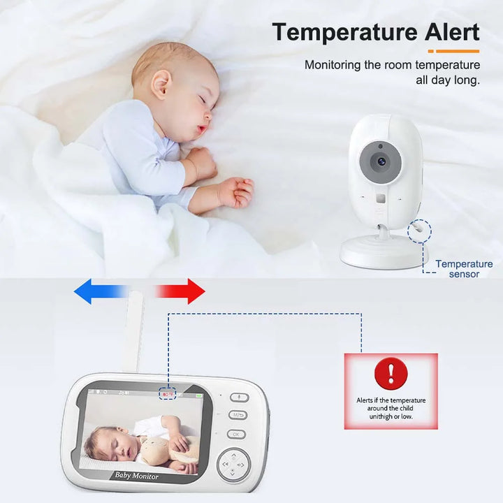 3.5-inch baby monitor showcasing temperature display for optimal baby room comfort.