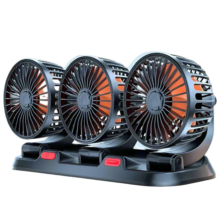 3-Head Car Cooling Fan with USB, 12V, 24V options for vehicle comfort and air circulation