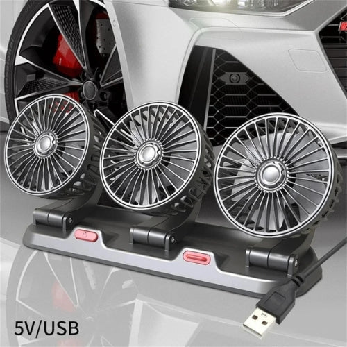 Universal 360° adjustable car fan for powerful in-car cooling, available in USB, 12V, 24V