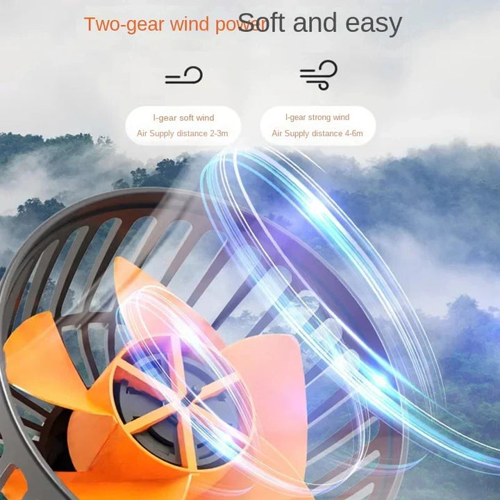 Portable triple-head car fan offering efficient air circulation for automobiles and travel comfort