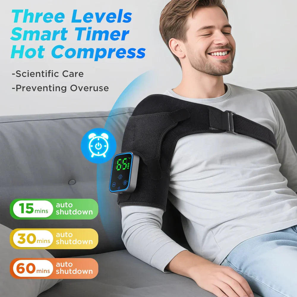 App-controlled electric massager with heat, designed for versatile use on shoulder, elbow, and knee joints
