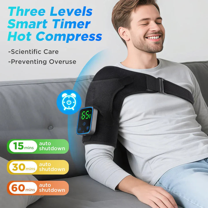 App-controlled electric massager with heat, designed for versatile use on shoulder, elbow, and knee joints