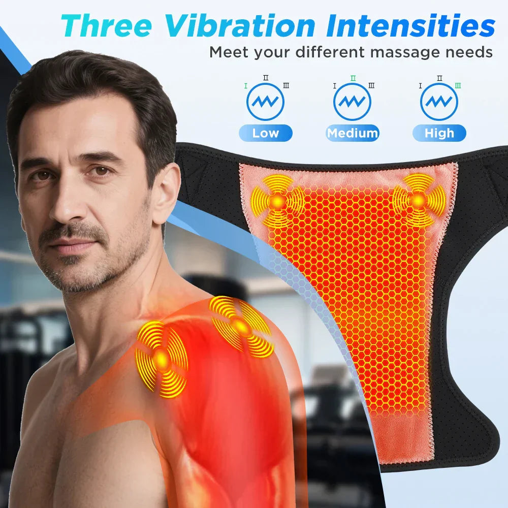 Ergonomic 3-in-1 electric massager with heating therapy & app control, perfect for post-workout recovery