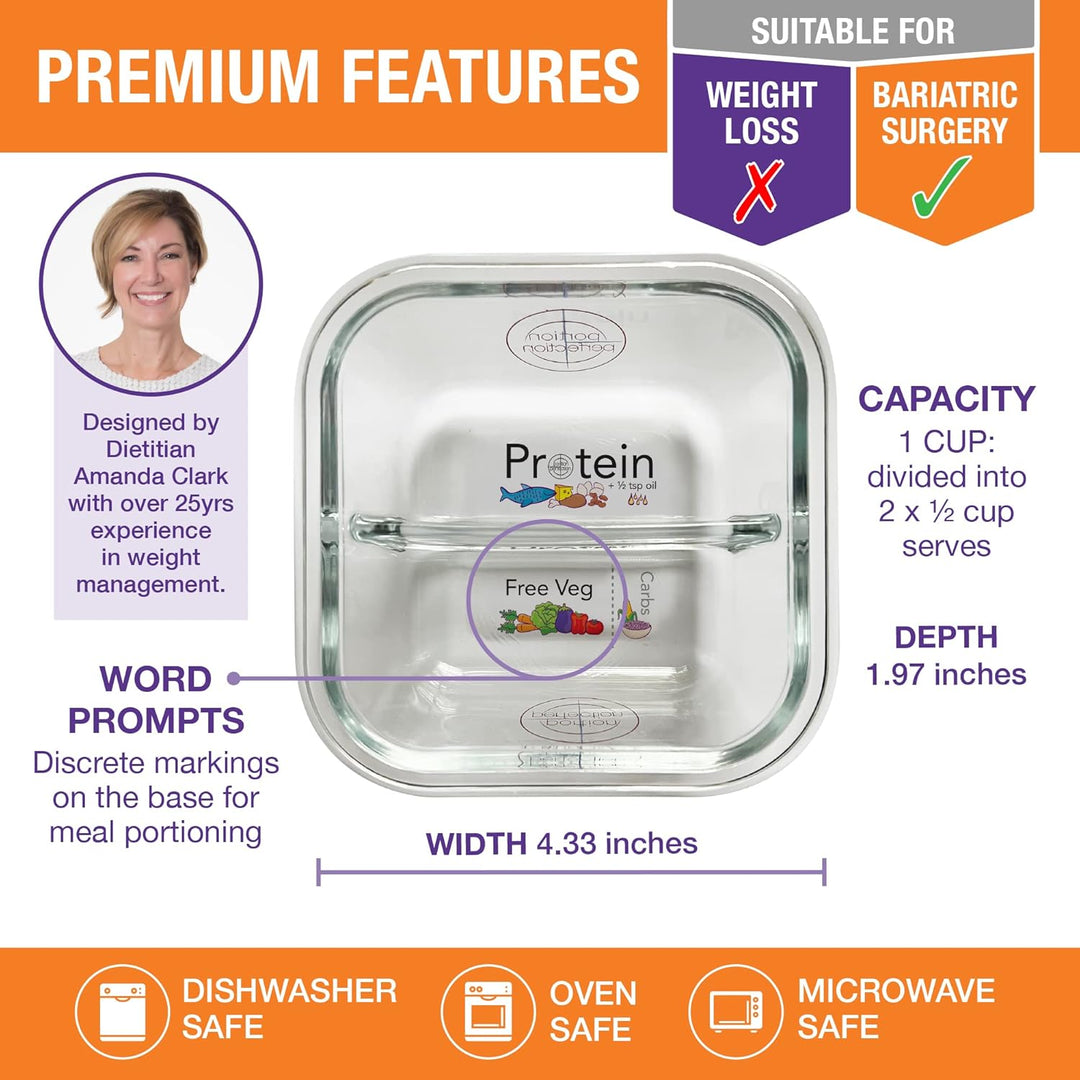 Organize your kitchen with 3-pack bariatric glass portion control containers for meal prep & healthy food storage.