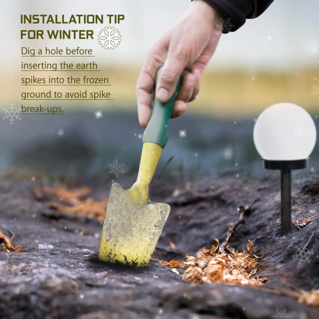 Durable 3-piece waterproof solar LED garden lights. Energy-efficient orbs for outdoor landscape & patio lighting.