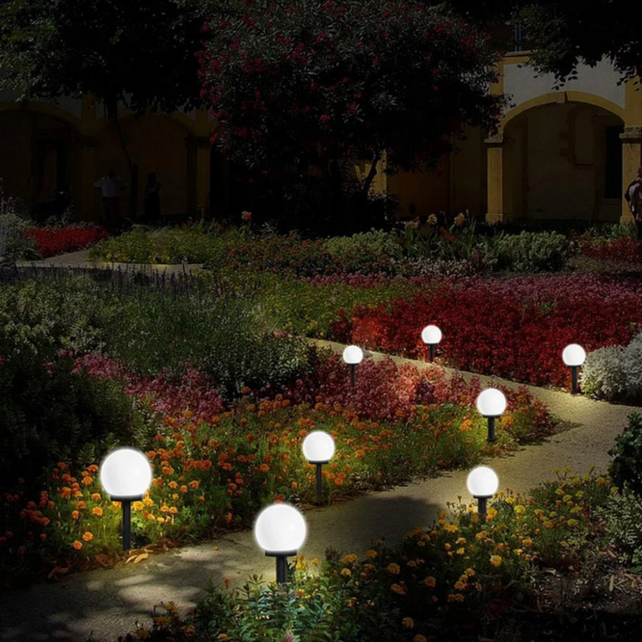 Light up your garden with 3 waterproof solar LED orbs. Energy-efficient outdoor decor for paths & patios.