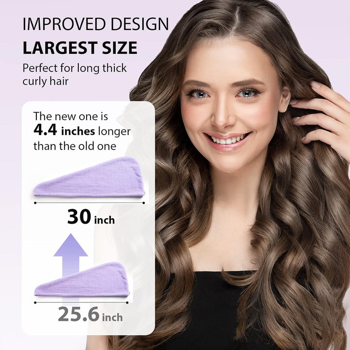 Quick-dry microfiber hair towel wrap (3-pack) for women. Perfect for curly hair & daily hair care routine.