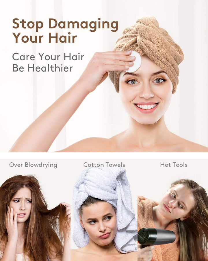 Hair care essential: A 3-pack of quick-dry microfiber hair wraps for women with all hair types.