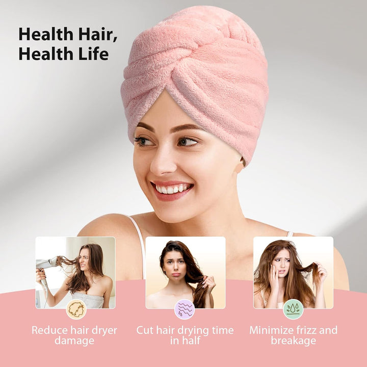 Microfiber hair wrap set (3 pcs) for women. Quick dry towel for gentle, effective hair care.