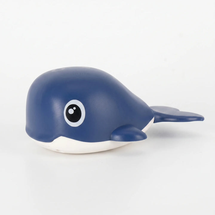 Durable floating whale bath toys, a 3-piece wind-up set for kids' bathtime entertainment and water play.