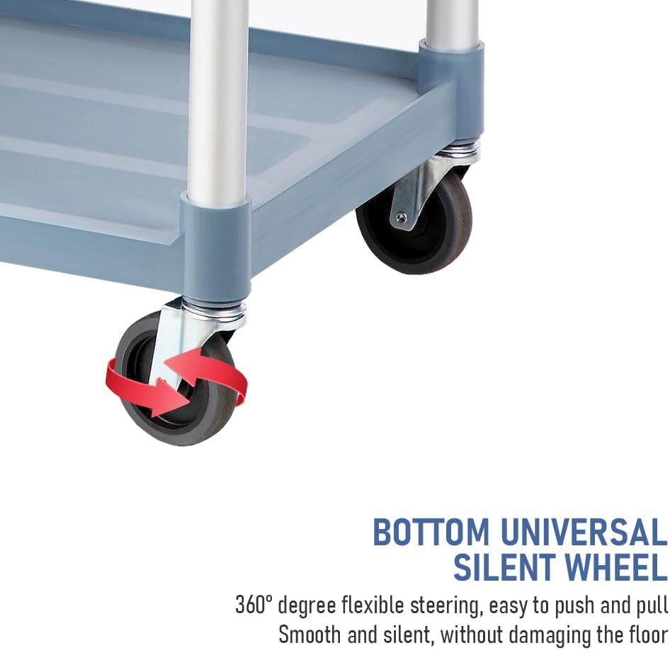 3-Tier Rolling Cart showcasing its robust build and practical design for home and commercial use