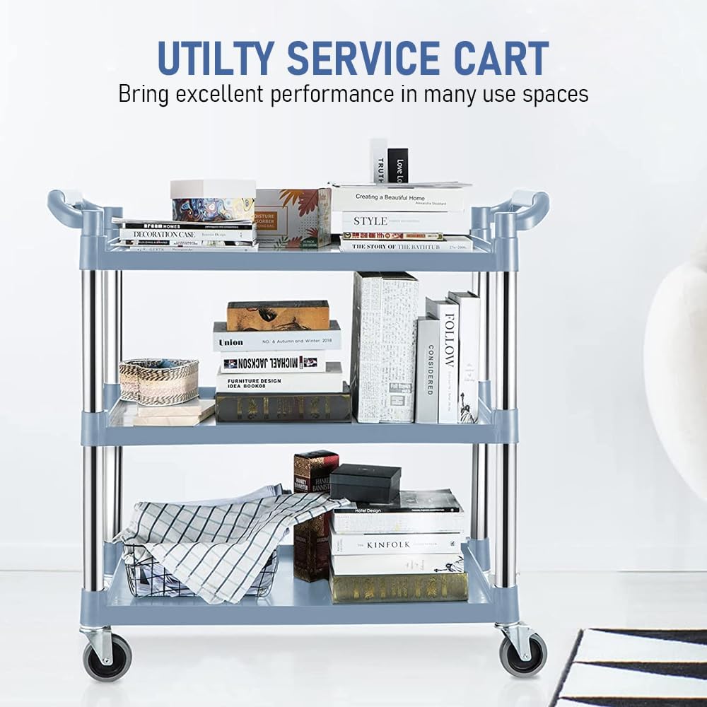 Detailed shot of the interlocking shelves of the 3-Tier Service Cart, perfect for organized storage