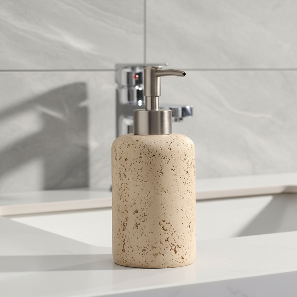 300ml marble effect resin soap dispenser with stainless steel pump for bathroom