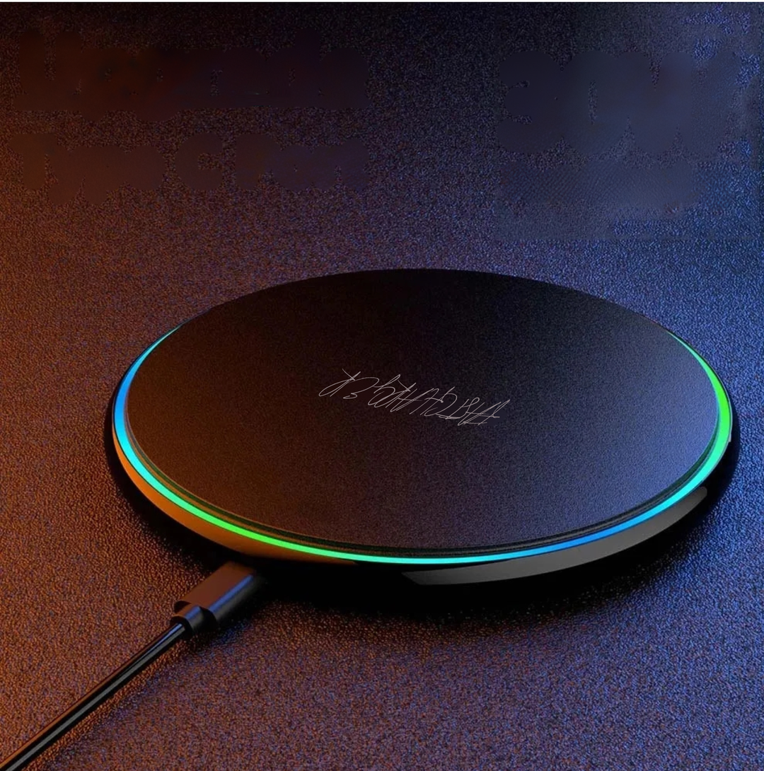 30W Fast Wireless Charging Pad for iPhone, sleek black design, universal phone charger