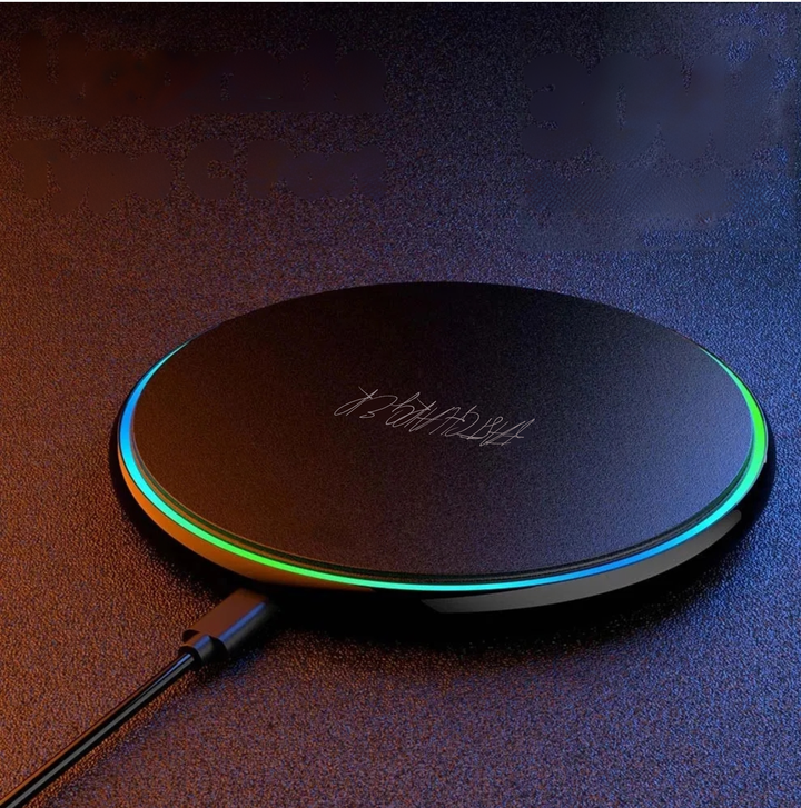 30W Fast Wireless Charging Pad for iPhone, sleek black design, universal phone charger
