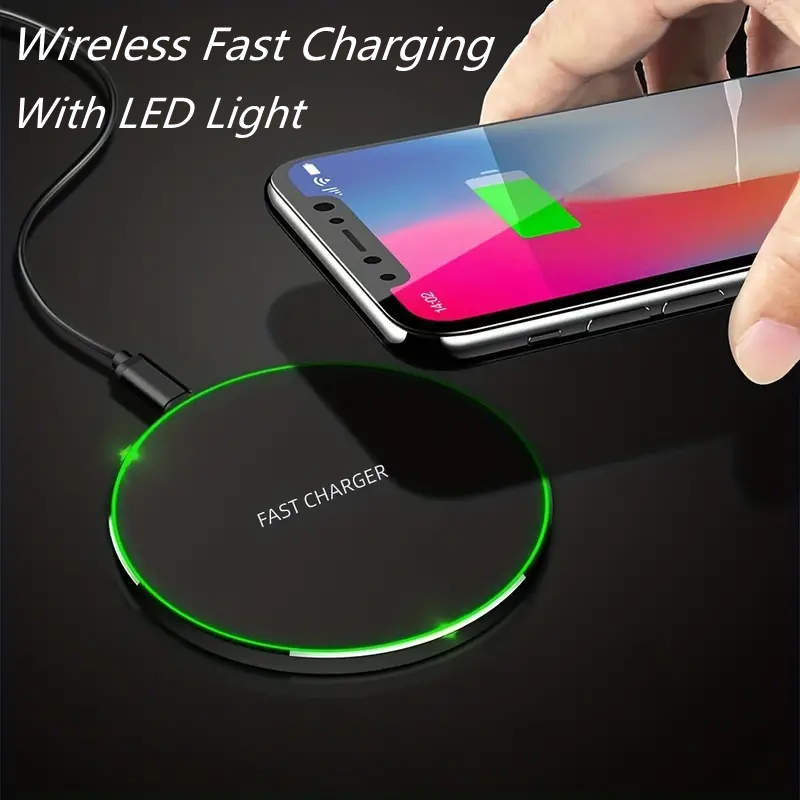 Wireless charger pad with 30W fast charging, ideal for iPhone, elegant black finish