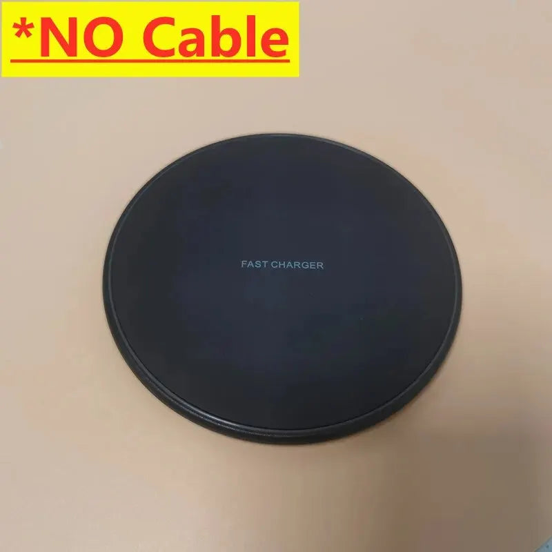 Slim 30W fast wireless charging pad, black, perfect for desks & travel, smartphone accessory