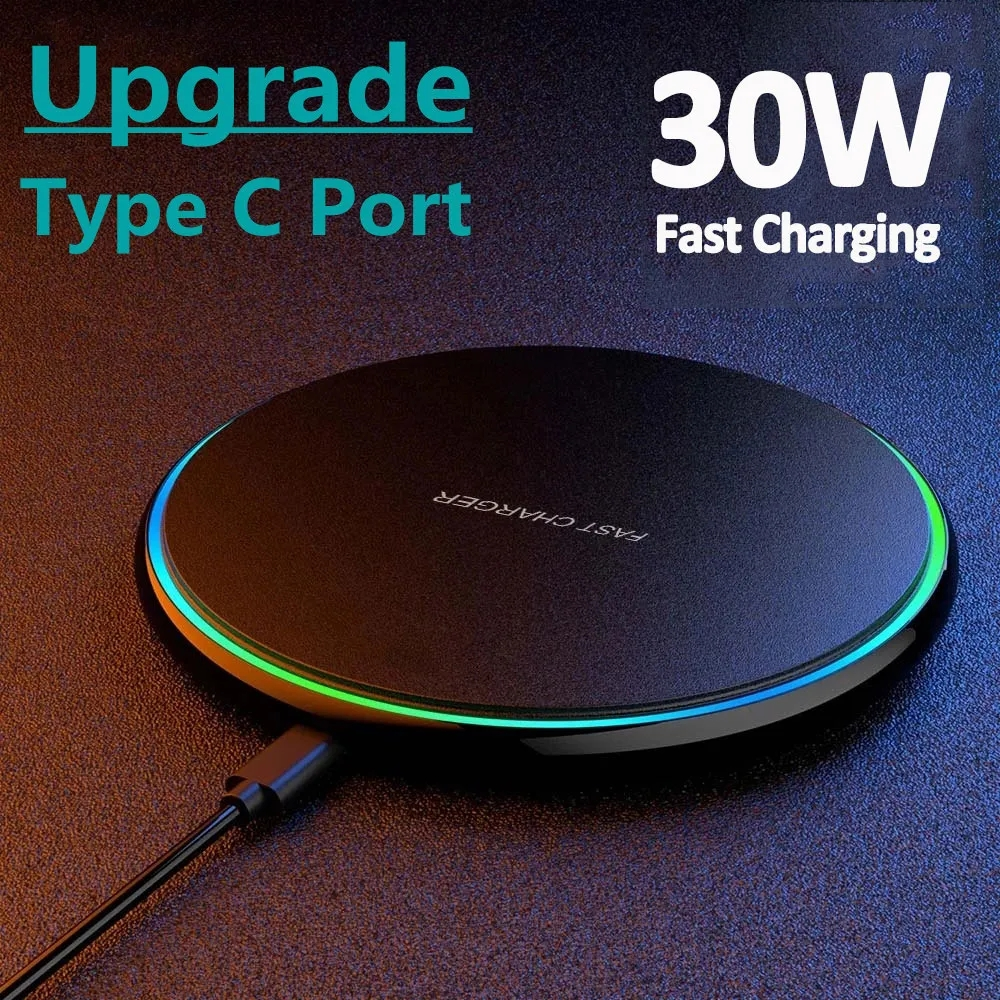 Unisex 30W Induction Charging Pad, fast wireless charger for smartphones, tech gadget accessory