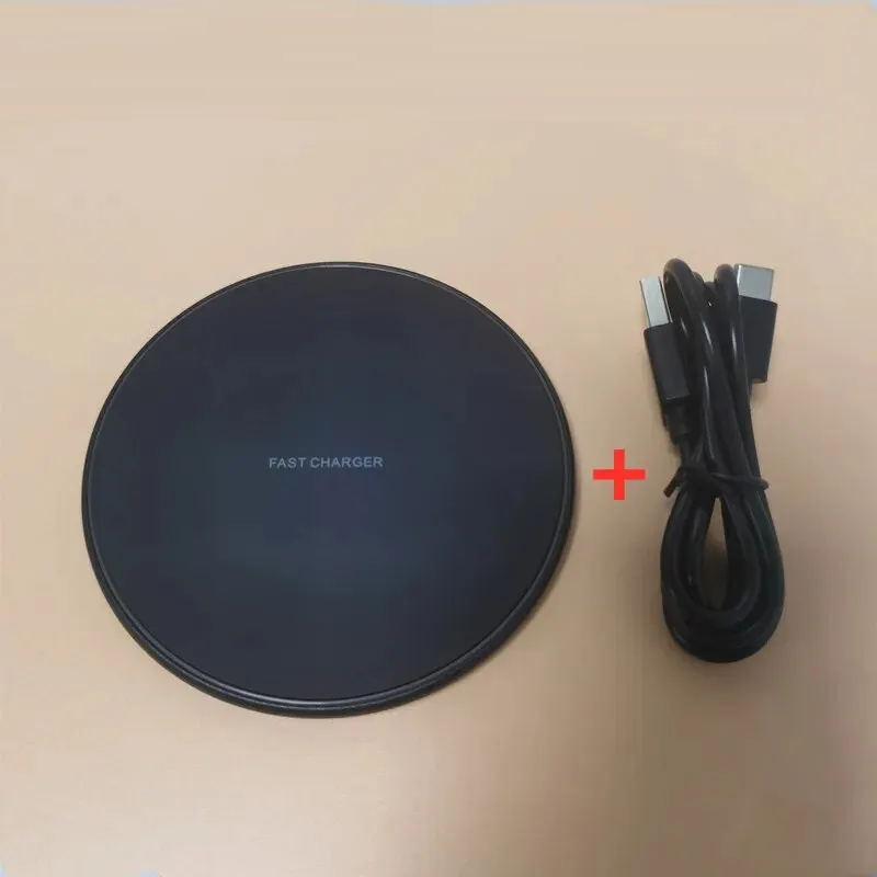 Stylish 30W fast wireless charging pad, black, perfect for any home or office setup