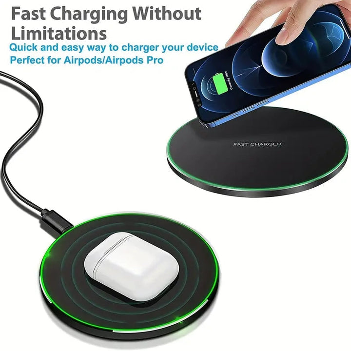 Induction charger pad, 30W fast wireless charging for all compatible devices, portable design