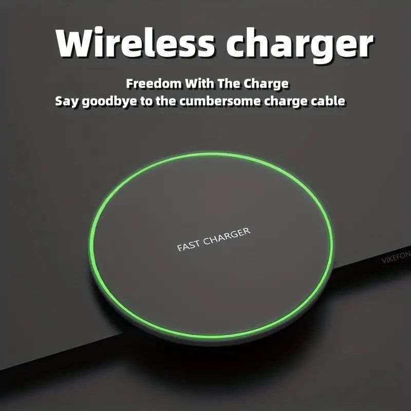Sleek 30W fast wireless charging pad, black, universal phone accessory & tech gadget