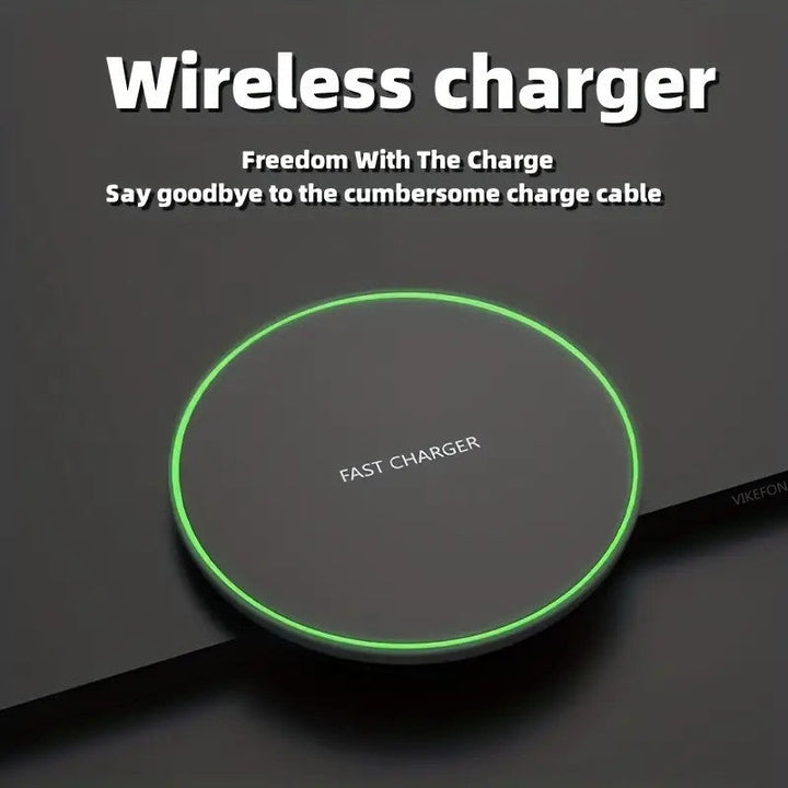 Sleek 30W fast wireless charging pad, black, universal phone accessory & tech gadget