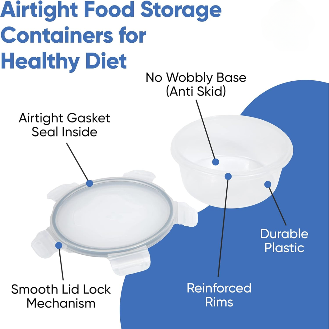 Stackable plastic airtight food containers, 32-piece kitchen set for efficient food storage & meal prep.
