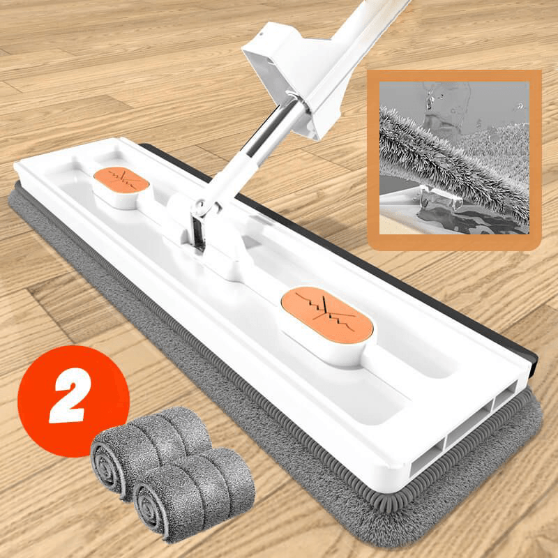 High-performance household cleaning mop with 360° rotating head, microfiber pads, and an adjustable handle for floor care.