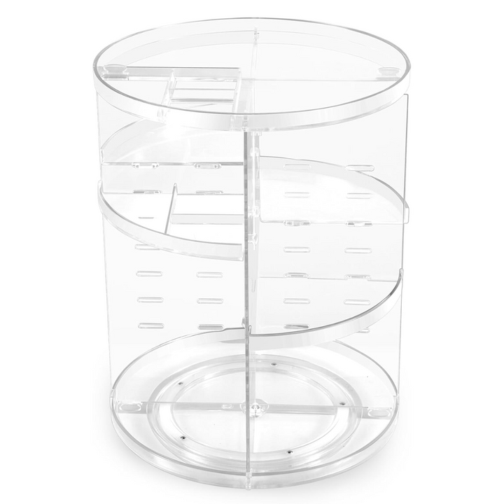 Rotating vanity organizer for makeup and beauty products, maximizing storage space