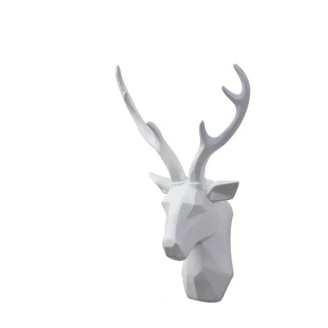 Decorative 3D deer head art, a resin wall sculpture enhancing any space with rustic or modern charm.