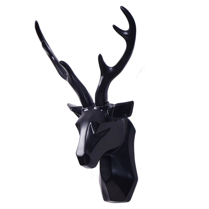 Resin deer head sculpture, an intricate 3D wall decor for elegant, nature-inspired home accents and art.