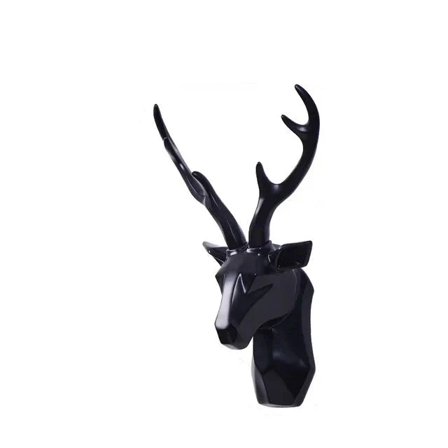 Nature-inspired deer head sculpture, a stunning resin wall art piece for majestic and modern decor.