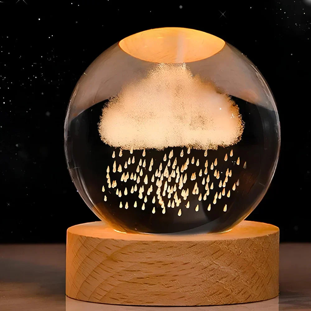 Versatile 3D engraved crystal sphere night light, Celestia design, a perfect USB lamp for any room