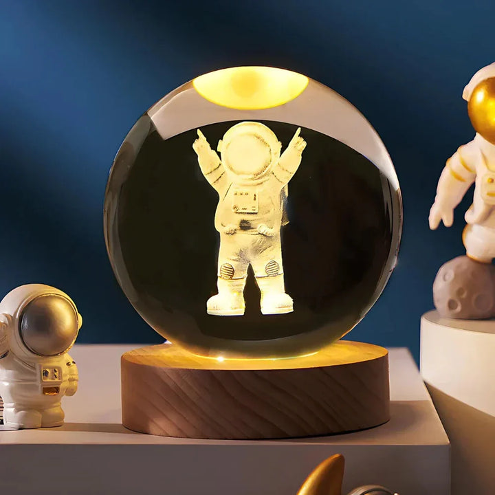 Decorative crystal sphere night light, 3D engraved Celestia galaxy pattern, unique celestial gift