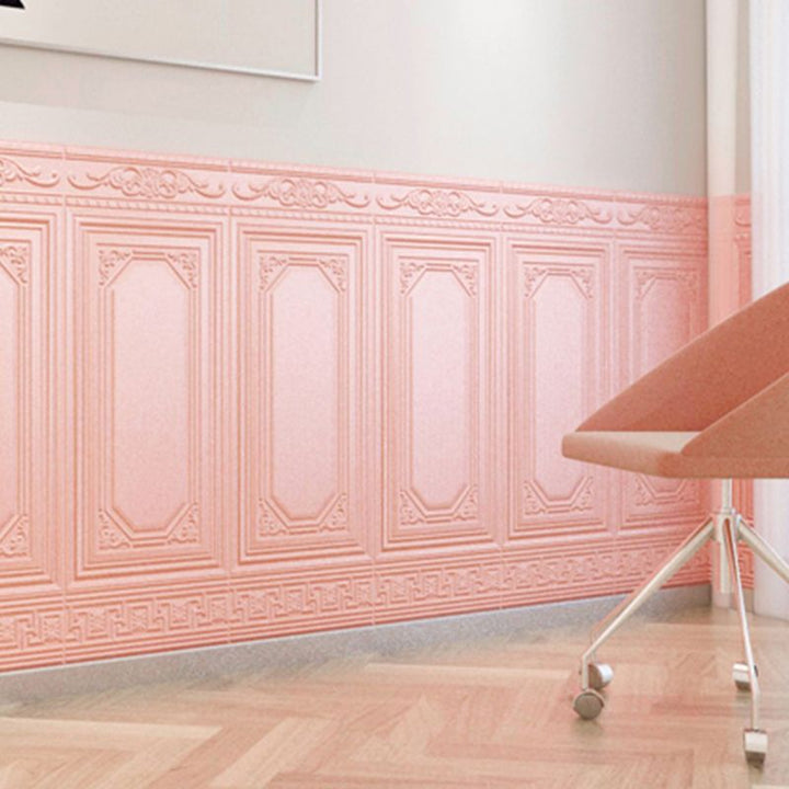 Textured peel and stick vinyl panels, 3D design, perfect for a quick and easy wall refresh.