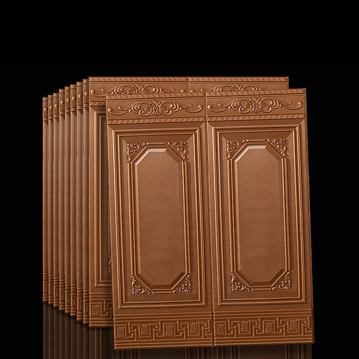 Textured 3D vinyl wall panels, waterproof, self-adhesive for durable and stylish home updates.